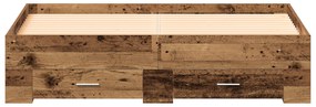 Estrutura de Cama vidaXL com Gavetas Madeira Antiga 135x190 cm Madeira