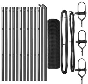 Conjunto de Poste de Cerca Conjunto de 2 Cinza Metal 25 x 0.5 m