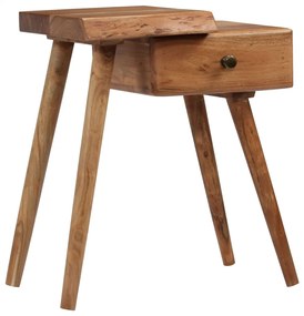 Mesa de cabeceira em madeira de acácia maciça 45x32x55 cm