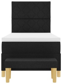 Cama Box com Colchão e Banco Preto 90x190 cm Tecido