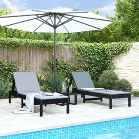 vidaXL Espreguiçadeiras 2 pcs 199,5x60x74 cm pinho maciço preto