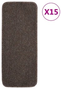 vidaXL Tapetes antiderrapantes retang. escadas 15pcs 60x25 cm castanho