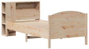 Cama com estante sem colchão 75x190 cm pinho maciço