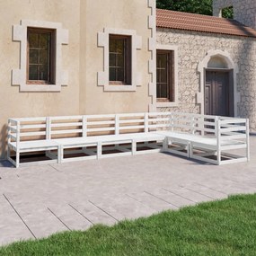 vidaXL 7 pcs conjunto lounge de jardim pinho sólido branco
