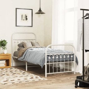 Estrutura de cama com cabeceira e pés 80x200 cm metal branco