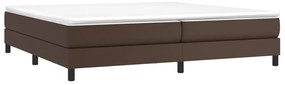 Cama com molas/colchão 200x200 cm couro artificial castanho