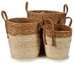 Conjunto de Cestos Castanho Natural Palha (2 Unidades)