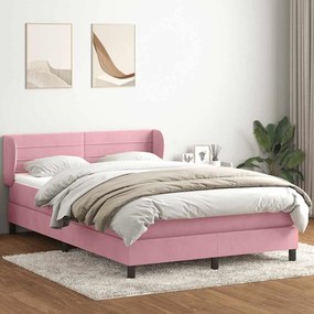 vidaXL Cama com molas/colchão 160x220 cm veludo rosa