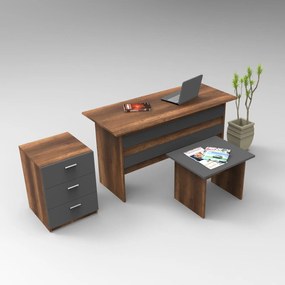 Conjunto de Mobiliário de Escritório VO9 – Nogueira e Antracite – Secr