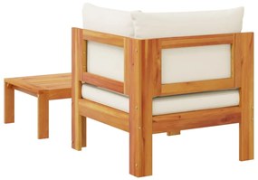 2 pcs conjunto de sofás de jardim c/ almofadões acácia maciça