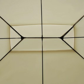 Pérgola de jardim 3x4 m estrutura de aço telhado Duplo 6 Cortinas Laterais 8 Orifícios de Drenagem Boa Ventilação para Festas Eventos Creme