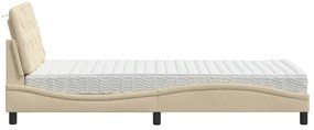 Cama com colchão 90x190 cm tecido cor creme