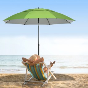 Chapéu de Sol de Praia Ø185x205 cm Chapéu de Sol de Praia com Teto Dup