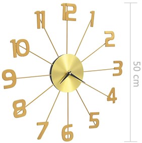 Relógio de parede metal 50 cm dourado