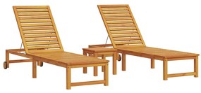Espreguiçadeira com Mesa em Madeira Sólida de Acácia