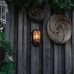 Luminária de parede e teto industrial oval preta IP44 - Noutica