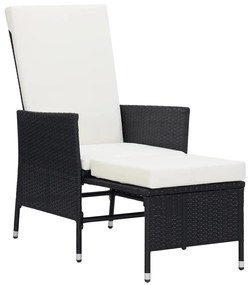 3 pcs conjunto lounge para jardim c/ almofadões vime PE preto