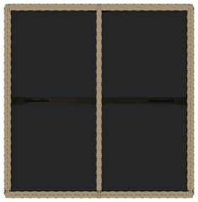 Mesa de jardim 109x107x74 cm vime PE e vidro bege