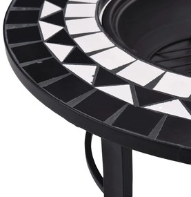 Braseira em mosaico 68 cm cerâmica preto e branco