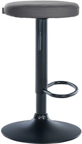 Banco de bar Ponte em couro sintético e com estrutura preta 38,5 x 60-81 x 38,5 cm Cinzento
