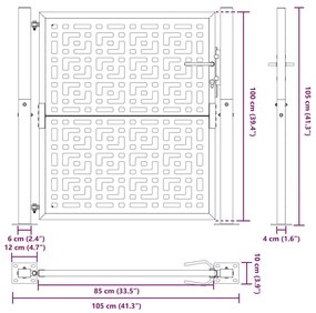 Portão de jardim 105x105 cm design cruzado de aço resistente