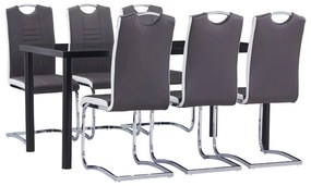 vidaXL 7 pcs conjunto de jantar couro artificial cinzento