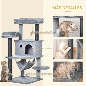 PawHut Árvore Arranhadora para Gatos 48x48x107cm com Caverna de Feltro