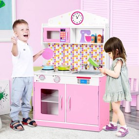 Cozinha Infantil Brinquedo de Cozinha para Crianças 60 x 30 x 94 cm Rosa
