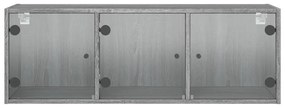 Armário de parede c/ portas de vidro 102x37x35 cm cinza sonoma