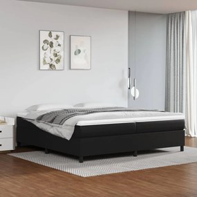 3121065 vidaXL Estrutura de cama com molas 200x200 cm couro artificial preto