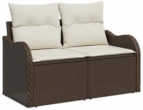 Conjunto de Sofá de Jardim vidaXL de 7 Peças com Almofadas Castanho Ra