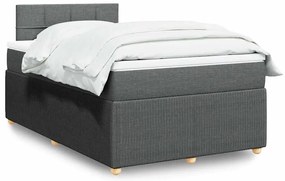 vidaXL Cama com molas/colchão 120x200 cm tecido cinzento-escuro