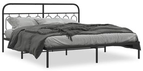 Estrutura de cama com cabeceira 160x200 cm metal preto