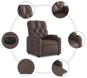 Poltrona reclinável elétrica couro artificial castanho