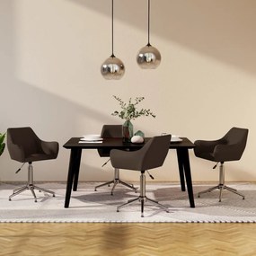 vidaXL Cadeiras de jantar giratórias 4 pcs tecido castanho