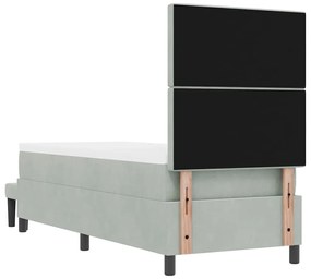 Cama Box Spring com Colchão e Banco Cinzento-Claro 80x200 cm Veludo