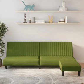 vidaXL Sofá-cama de 2 lugares com apoio de pés veludo verde-claro