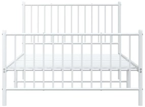 Estrutura de cama com cabeceira e pés 107x203 cm metal branco