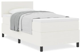 Cama Box Spring com Colchão Creme 100x200 cm Tecido de Veludo Cotelê