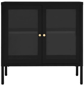 Aparador 70x35x70 cm vidro e aço preto