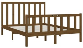 Estrutura cama king 150x200 cm madeira maciça castanho-mel