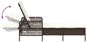 Espreguiçadeira Marrom e branco creme Vime PE 157 x 55 x 92 cm