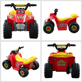 HOMCOM Quadriciclo Bateria 6V Quadicilo Elétrico para Crianças acima de 18 Meses Velocidade 2,5km/h Carga Máx 20kg Sons Luzes e Carregador Incluido 66x43x43 Vermelho e Amarelo