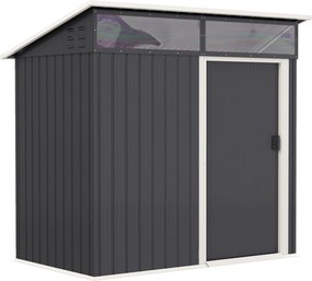 Abrigo de Jardim 1,9m² 195x122x182 cm com Base Reforçada (Chão NÃO Incluído) Porta Corredera Janelas Abrigo de Ferramentas Cinza Escuro