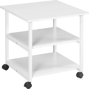 Suporte para impressora com 3 prateleiras, móvel com rodas, 50 L x 50 L x 52,5 A cm branco