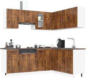 vidaXL 11 peças armário de cozinha conjunto Lucca carvalho defumado