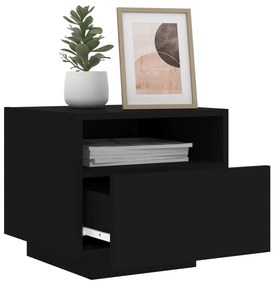 Mesa de cabeceira com luzes LED 40x39x37 cm preto