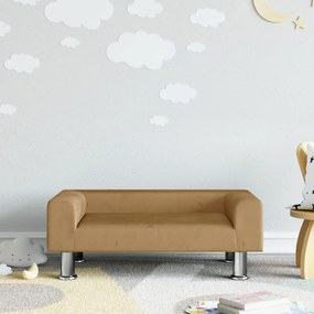 vidaXL Sofá infantil 70x45x26,5 cm veludo castanho