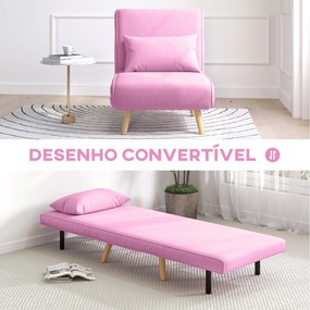 Sofá Cama Individual Sofá Cama Estofado em Linho com Encosto Ajustável