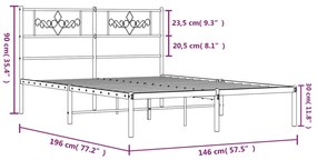 Estrutura de cama com cabeceira 140x190 cm metal preto